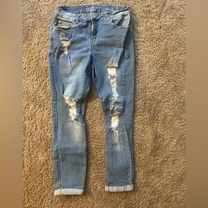 Trendy Distressed Blue Skinny Jeans